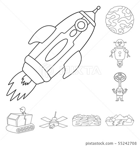 Vector design of space and galaxy symbol. Set of space and travels stock symbol for web. 55242708