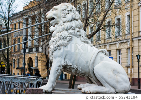 Lions on Lion bridge in St. Petersburg Lions on Lion bridge in St. Petersburg 55243194