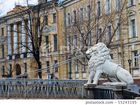 Lions on Lion bridge in St. Petersburg Lions on Lion bridge in St. Petersburg 55243195