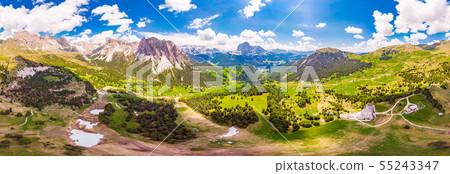 Aerial top view from drone to Col Raiser plateau 55243347
