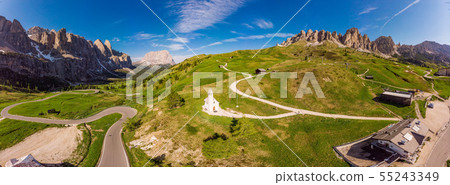 Beautifull aerial panoramic view to path to small Beautifull aerial panoramic view to path to small 55243349