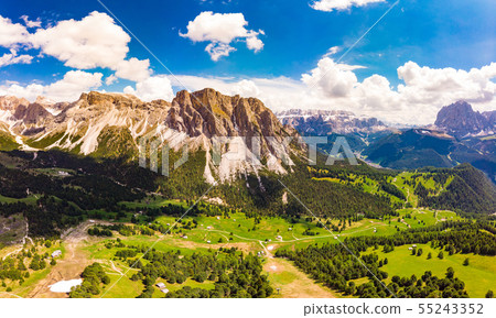 Aerial top view from drone to Col Raiser plateau 55243352