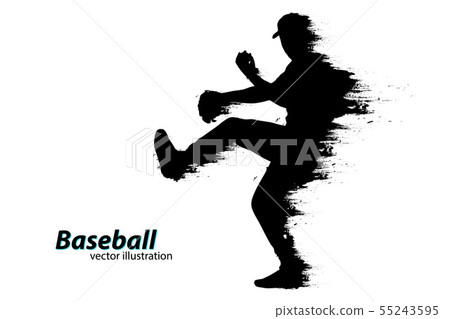 Silhouette of a baseball player. Vector illustration 55243595