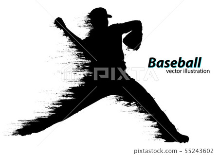 Silhouette of a baseball player. Vector illustration 55243602