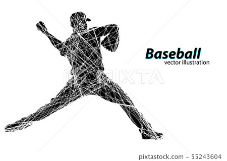 Silhouette of a baseball player. Vector illustration 55243604