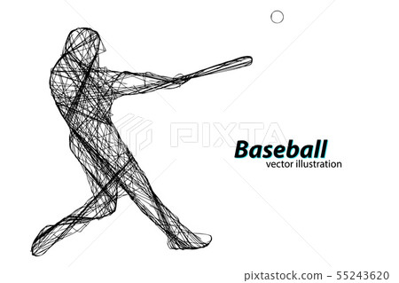 Silhouette of a baseball player. Vector illustration 55243620