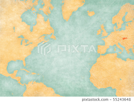 Map of North Atlantic Ocean - Slovakia 55243648