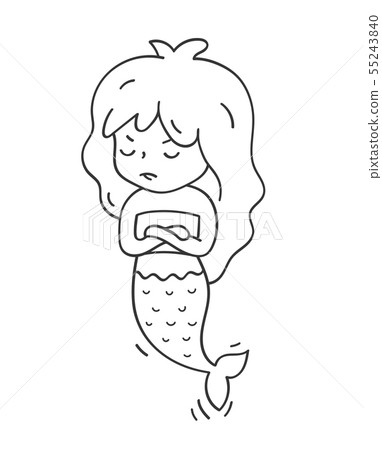 Offended mermaid. Cute cartoon character. Offended mermaid. Cute cartoon character. 55243840
