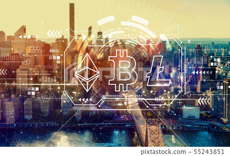 Cryptocurrency - Bitcoin, Ethereum, Litecoin with New York City Cryptocurrency - Bitcoin, Ethereum, Litecoin with New York City 55243851