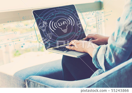 LiFi theme with woman using laptop 55243866