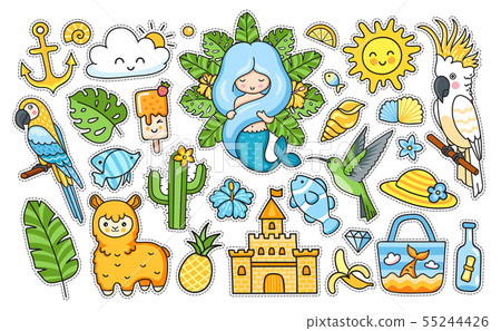 Big summer tropical stickers pack. 55244426