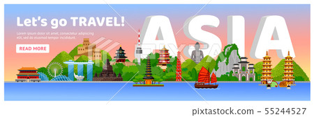 Asia detailed web horizontal poster. Asia detailed web horizontal poster. 55244527