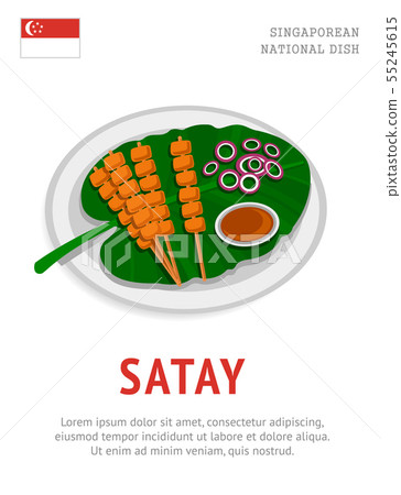 Satay. National singaporean dish. View from above. Satay. National singaporean dish. View from above. 55245615
