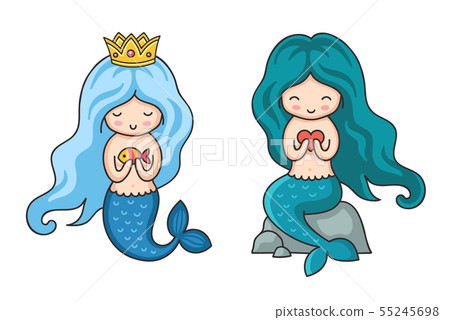 Mermaids sitting on a rock. Mermaids sitting on a rock. 55245698