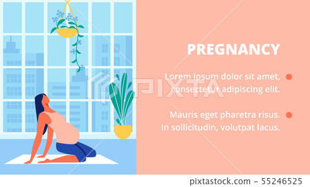 Pregnant Woman in Rose Shirt Sits on Floor. Yoga. Pregnant Woman in Rose Shirt Sits on Floor. Yoga. 55246525