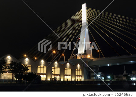 Night view of Aomori Bay Bridge and a-factory 55246683