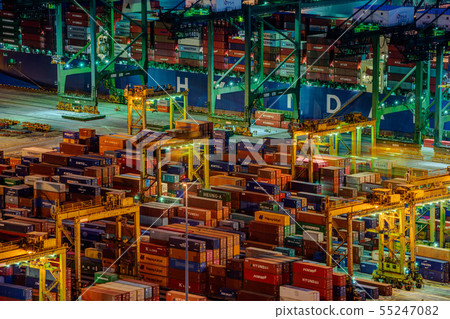 Container terminal night view 55247082