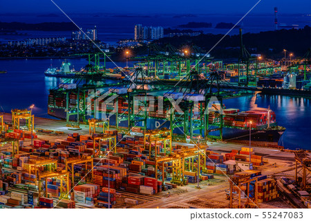 Container terminal night view Container terminal night view 55247083