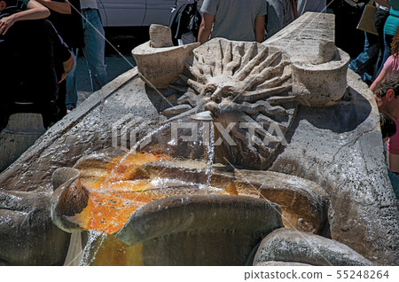 Baroque-style fountain at Piazza di Spagna in Rome Baroque-style fountain at Piazza di Spagna in Rome 55248264