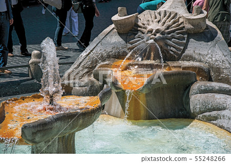 Baroque-style fountain at Piazza di Spagna in Rome Baroque-style fountain at Piazza di Spagna in Rome 55248266