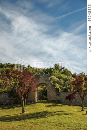 Stone wall and gate in the Park of Bomarzo Stone wall and gate in the Park of Bomarzo 55248326