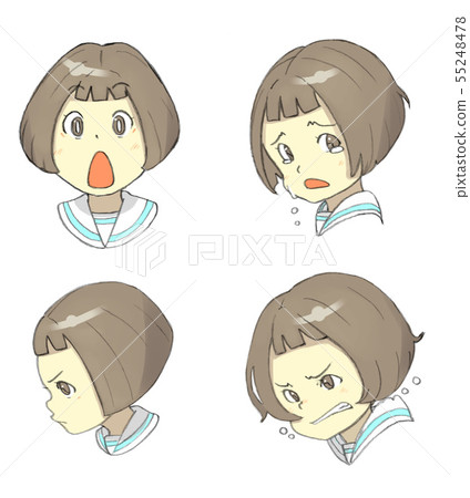 Summer clothes junior high school students' facial expressions (various) 55248478