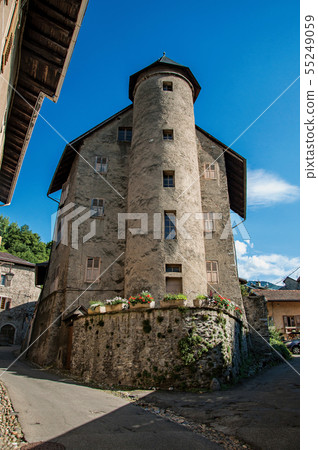Alley with medieval stone building in Conflans 55249059