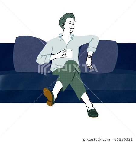 Young men sitting in the city and drinking coffee 55250321