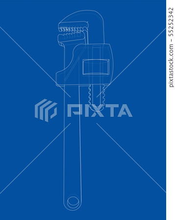 Outline adjustable wrench. Vector 55252342