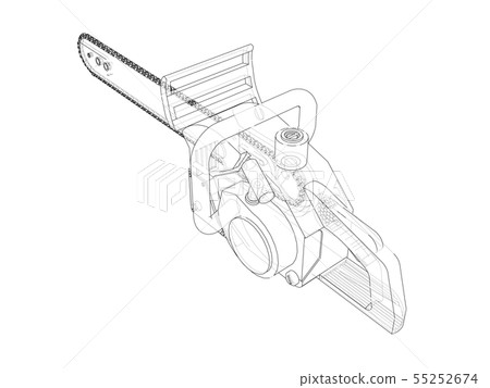 Chain saw. Vector rendering of 3d Chain saw. Vector rendering of 3d 55252674