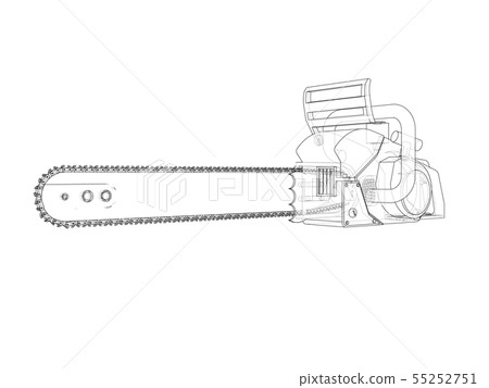 Chain saw. Vector rendering of 3d Chain saw. Vector rendering of 3d 55252751