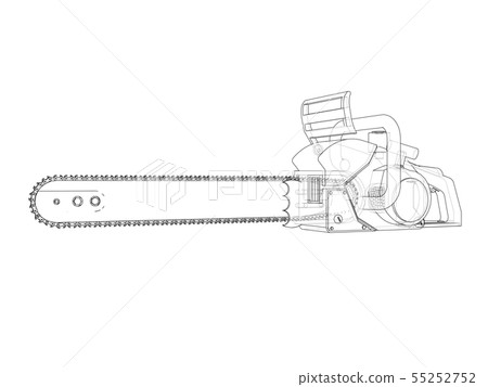 Chain saw. Vector rendering of 3d Chain saw. Vector rendering of 3d 55252752