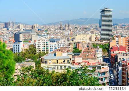 Scenic view from above of Barcelona, Spain 55253184