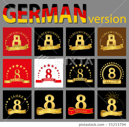 Set of number eight (8 years) celebration design. 55253794