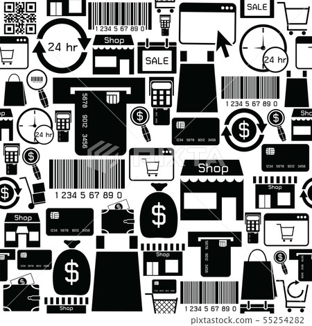 shopping seamless pattern background icon. - Stock Illustration ...