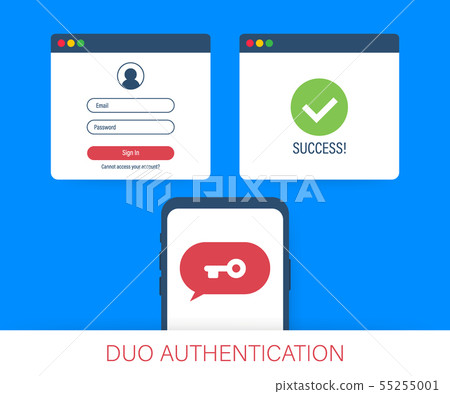 Duo authentication concept banner with text place. 55255001