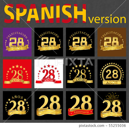 Spanish Set Of Number Twenty Eight 28 Years Stock Illustration 55255036 Pixta