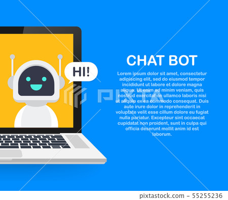 Chat Bot Using Laptop Computer, Robot Virtual 55255236