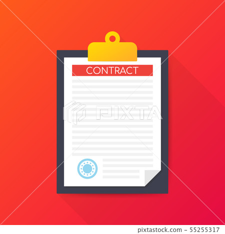 Signed paper deal contract icon agreement pen on 55255317