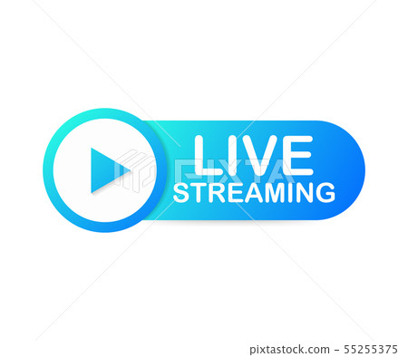 Live streaming flat logo - Blue vector design 55255375