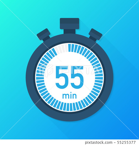 The 55 minutes, stopwatch vector icon. Stopwatch 55255377