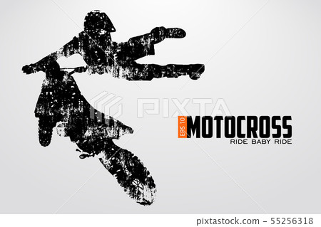 Motocross drivers silhouette. Vector illustration 55256318