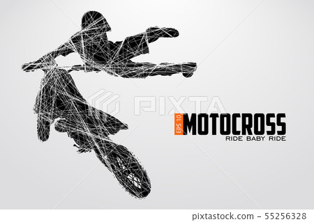 Motocross drivers silhouette. Vector illustration 55256328