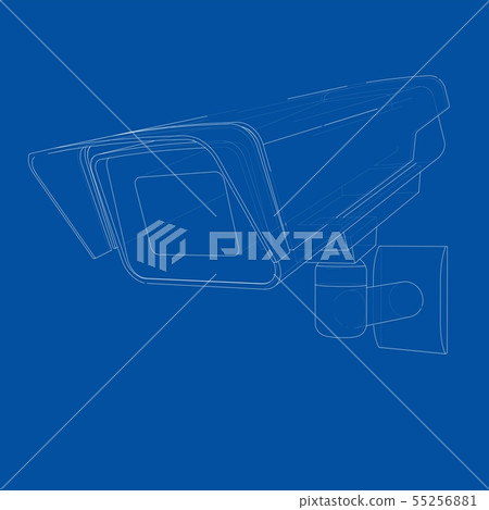 Outline CCTV camera. Security camera. Vector 55256881
