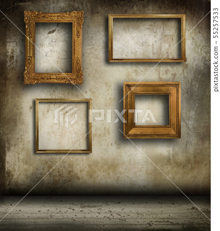 old frames hanging on wall 55257533