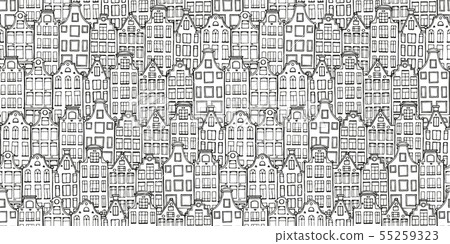 Hand drawn background with doodle houses. 55259323