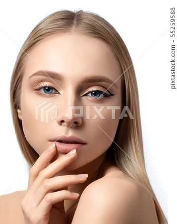 Young beautiful woman with modern fashion makeup Young beautiful woman with modern fashion makeup 55259588