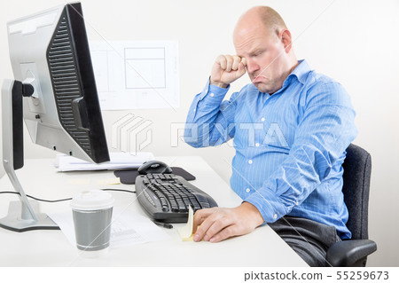 Businessman crying and whining at the office Businessman crying and whining at the office 55259673