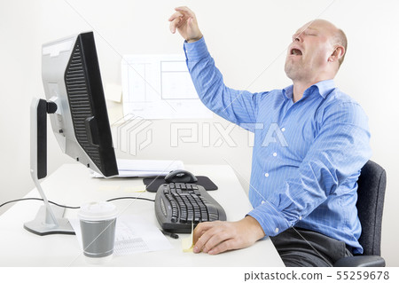 Businessman crying and whining at the office 55259678
