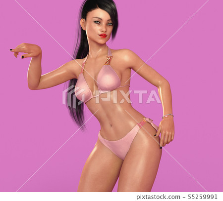 Attractive young woman posing in bikini 55259991